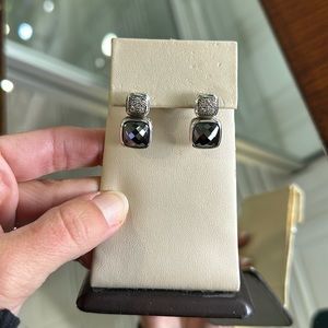 David Yurman silver, onyx and diamond earrings